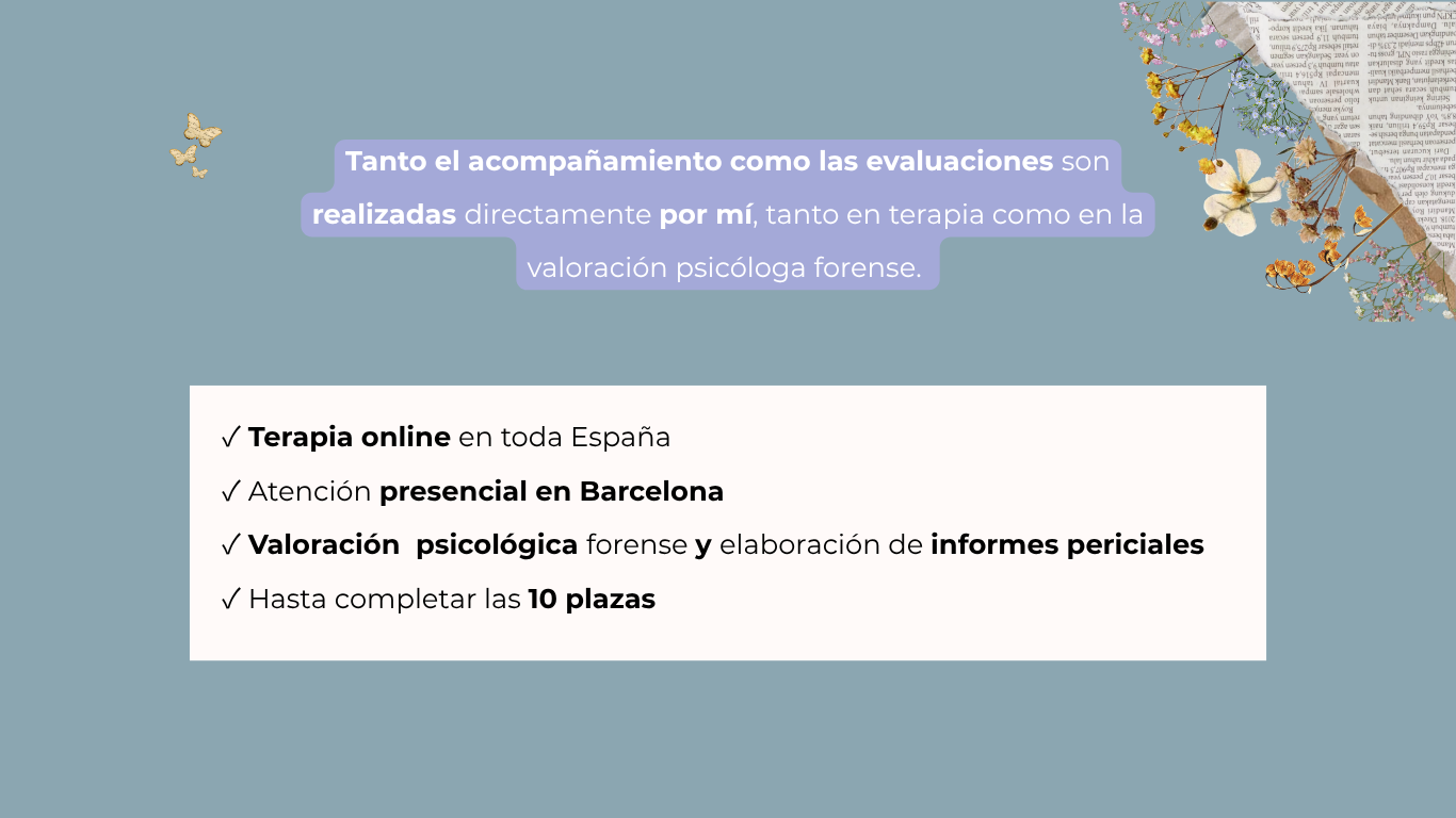 Gina Pascual realiza directamente la terapia psicológica, las evaluaciones forenses y los informes periciales del Programa Acceso Helvetia.