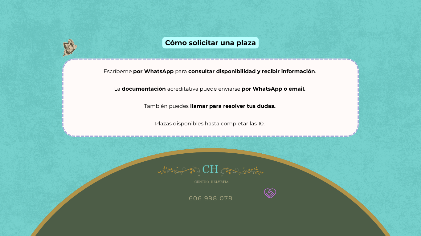 nformación para solicitar una de las diez plazas del Programa Acceso Helvetia mediante WhatsApp, correo electrónico o llamada.
